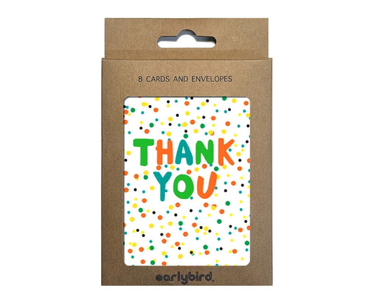 Pack of 8 Neon Dots Mini Thank You Cards