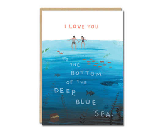 I Love You to the Bottom of the Deep Blue Sea Valentines Card