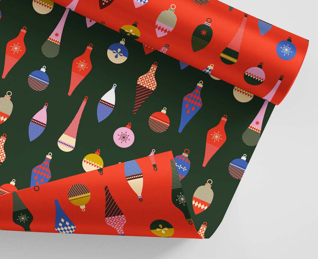Vintage Baubles Double Sided Christmas Wrapping Paper