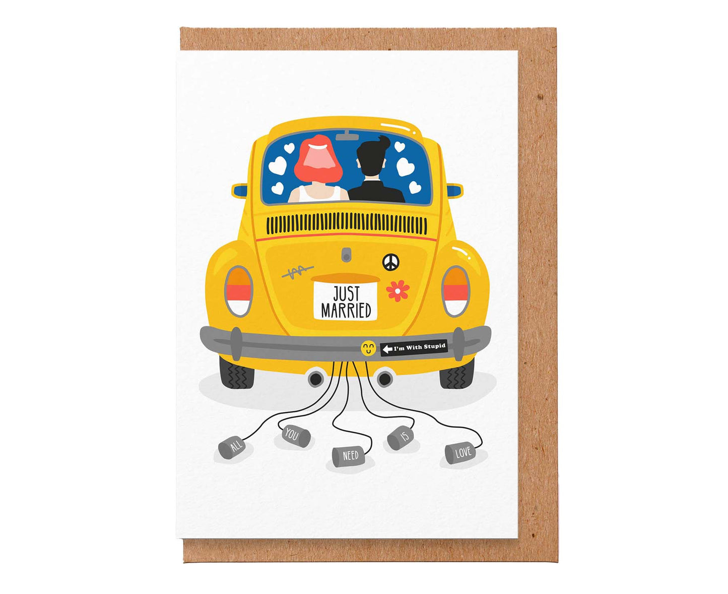 VW Beetle Just Married Wedding Card