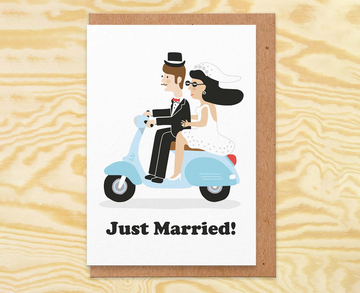 Just Married Scooter Wedding Card