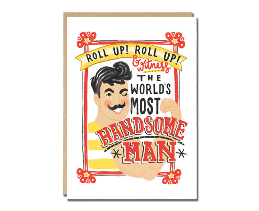 The World's Most Handsome Man Circus Card