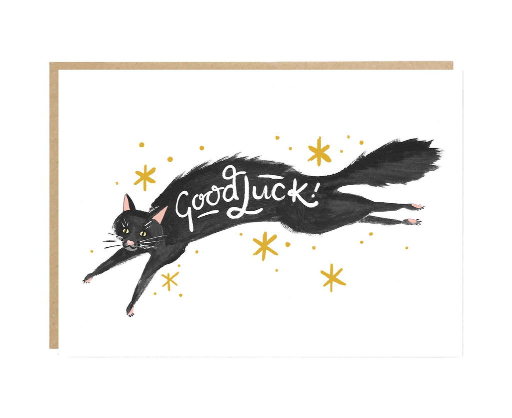 Witches Black Cat Good Luck Card