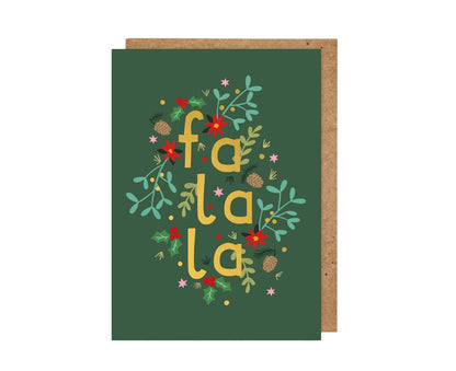 Fa La La Gold Foiled Christmas Card