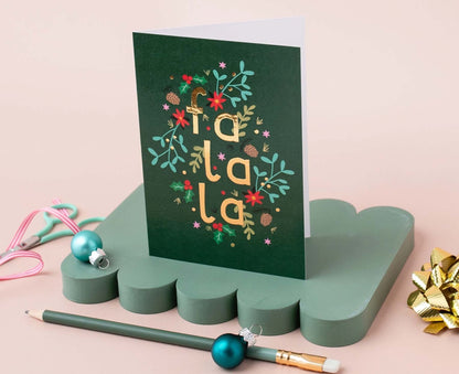 Fa La La Gold Foiled Christmas Card