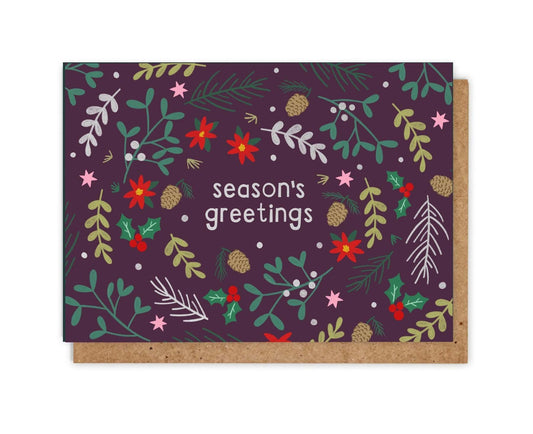 Season's Greetings Silver Foiled Christmas Card