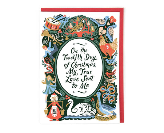 The Twelve Days of Christmas Illustrated Christmas card