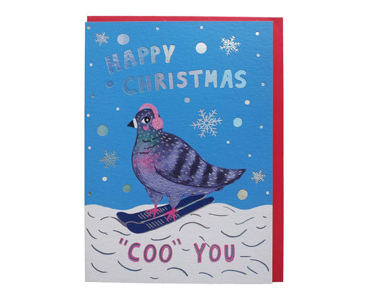 Happy Christmas Coo You Pigeon Christmas Card