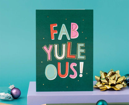 Fab-Yule-Ous Typography Gold Foiled Christmas Card