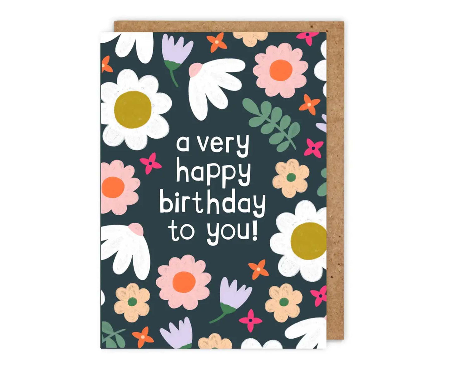 A Very Happy Birthday Floral Spot Gloss Birthday Card