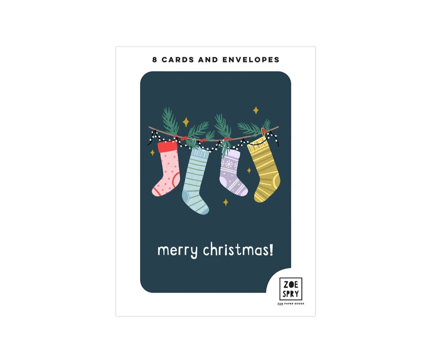 Pack of 8 'Merry Christmas' Mini Christmas Cards