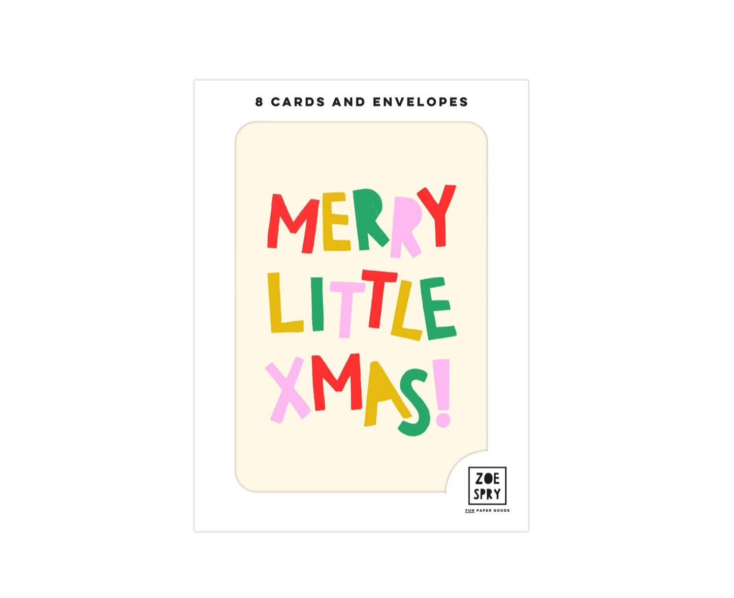 Pack of 8 'Merry Little Xmas' Mini Christmas Cards