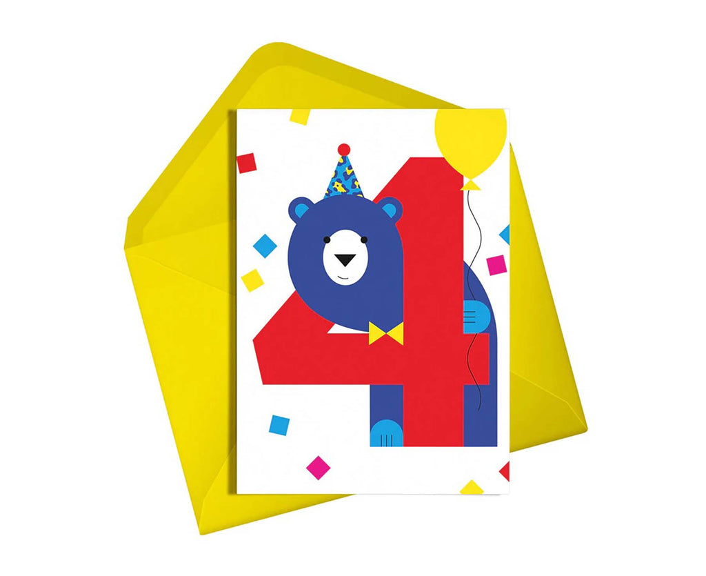 4th Birthday Bear Card