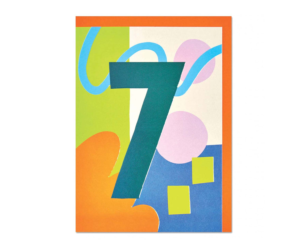 Bright Embossed 7th Birthday Card