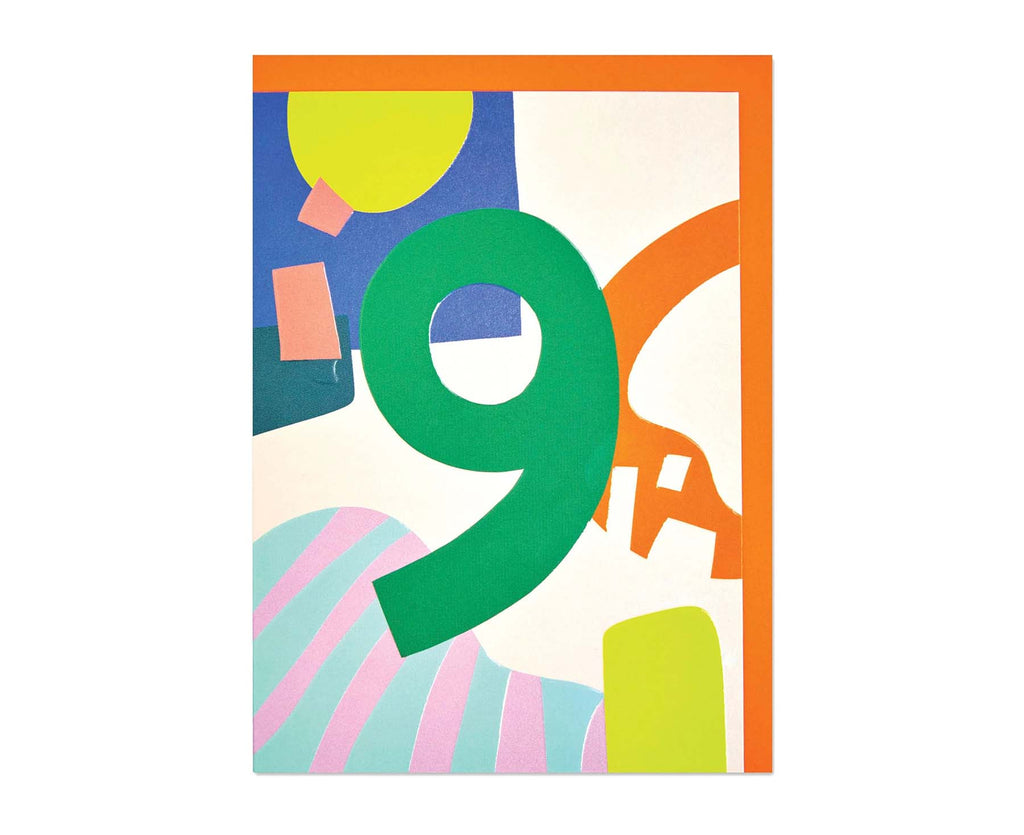 Bright Embossed 9th Birthday Card