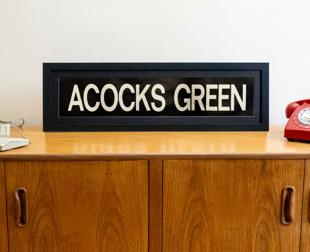 Acocks Green 1990s framed original bus blind