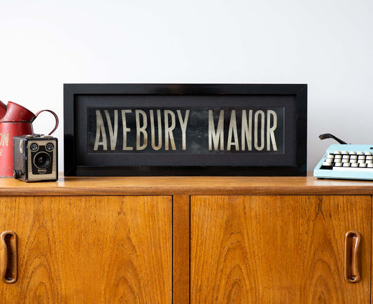 Avebury Manor 1960s framed bus blind