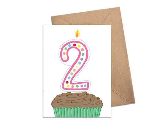 Number 2 Candle 2nd Birthday Card