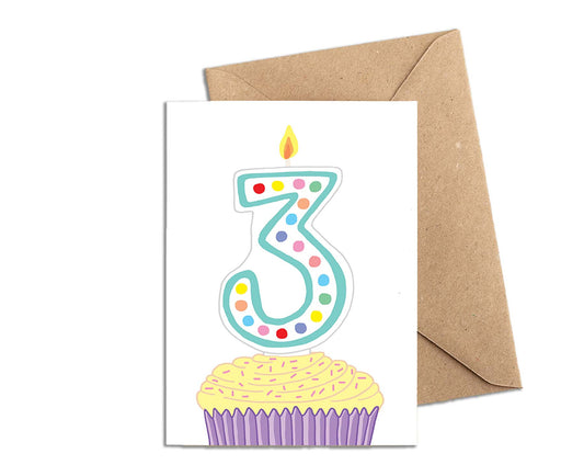 Number 3 Candle 3rd Birthday Card