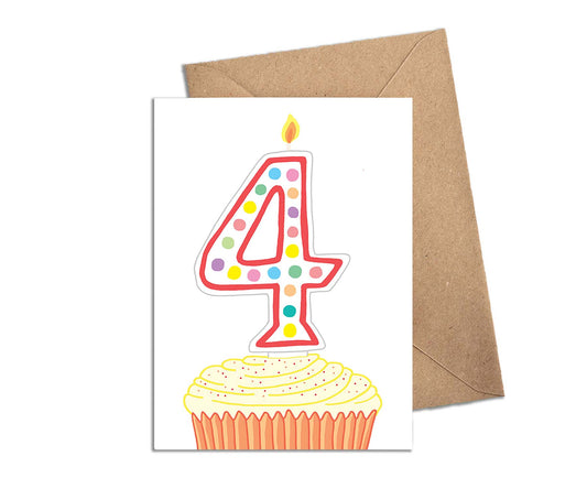 Number 4 Candle 4th Birthday Card
