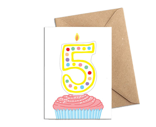 Number 5 Candle 5th Birthday Card