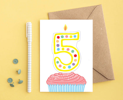 Number 5 Candle 5th Birthday Card