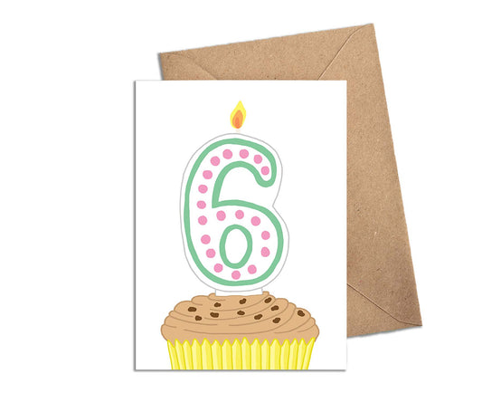 Number 6 Candle 6th Birthday Card