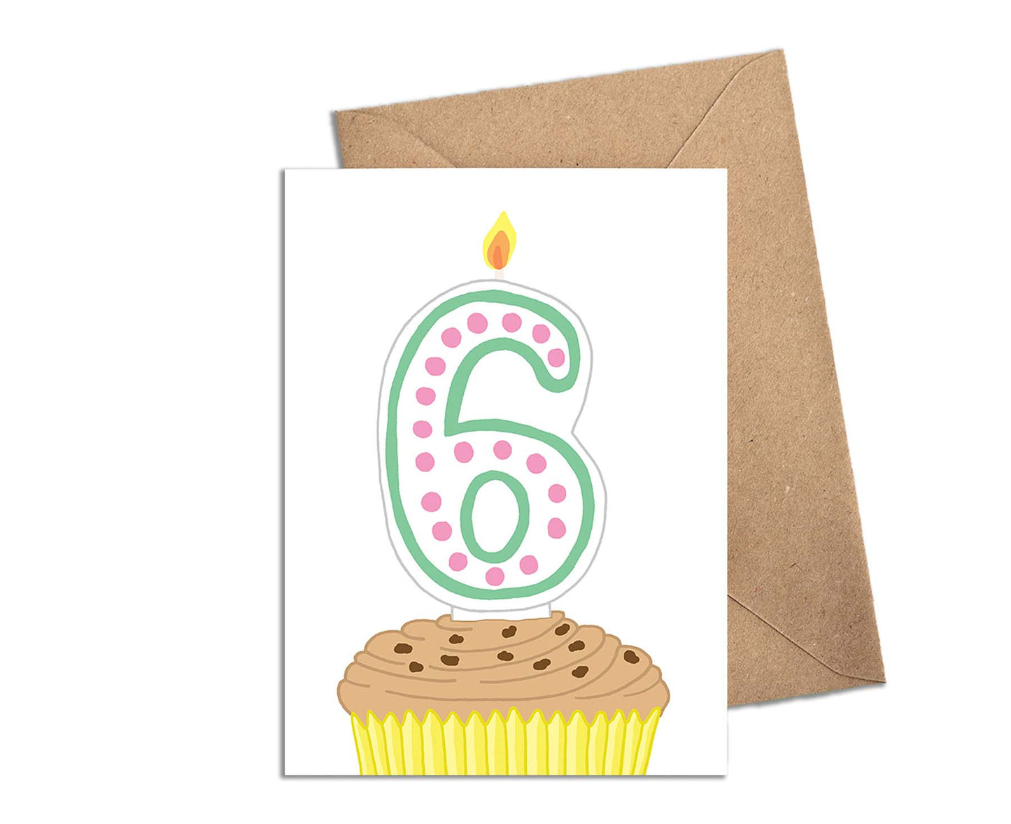 Number 6 Candle 6th Birthday Card