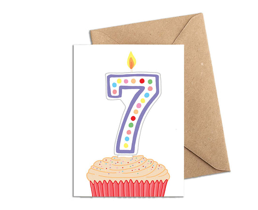 Number 7 Candle 7th Birthday Card