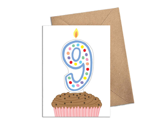 Number 9 Candle 9th Birthday Card