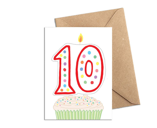 Number 10 Candle 10th Birthday Card