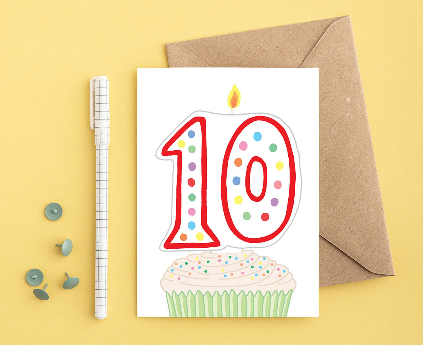 Number 10 Candle 10th Birthday Card