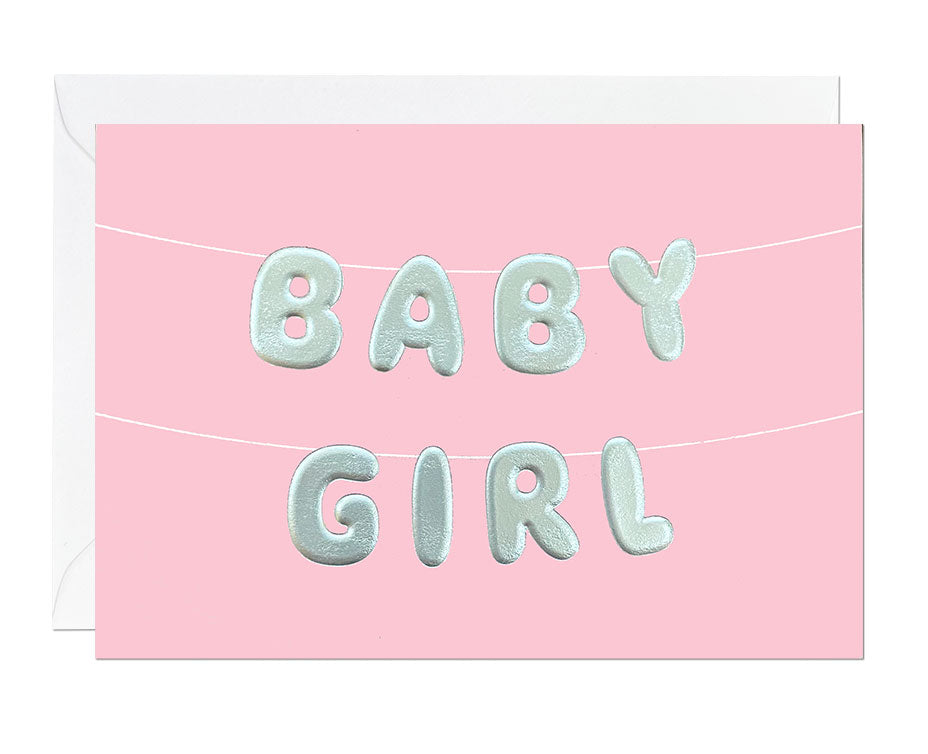 Baby Girl Silver Embossed card