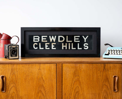 Bewdley Clee Hills 1960s framed bus blind