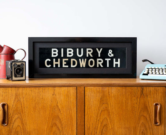 Bibury & Chedworth 1960s framed bus blind