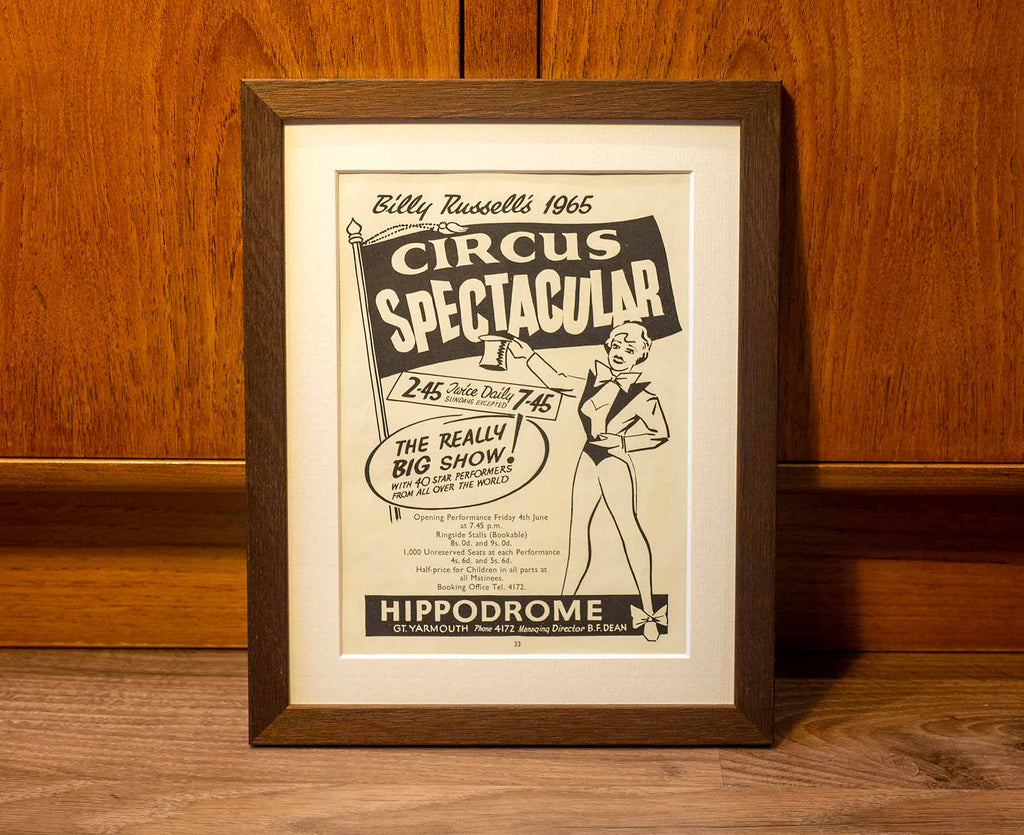 1965 Framed Vintage Circus Ad