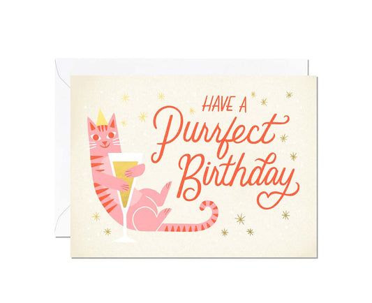 Have A Purrfect Birthday Gold Foiled Cat Birthday Card
