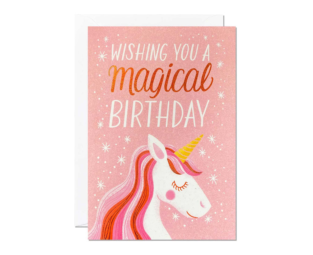 Wishing You A Magical Birthday Copper Foiled Unicorn Birthday Card