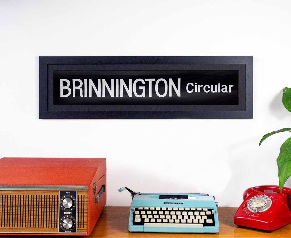 Brinnington Circular 1970s Framed Bus Blind