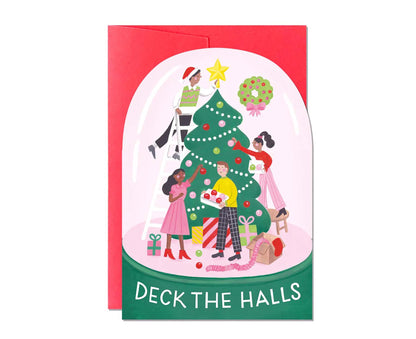 Deck The Halls Snow Globe Christmas card