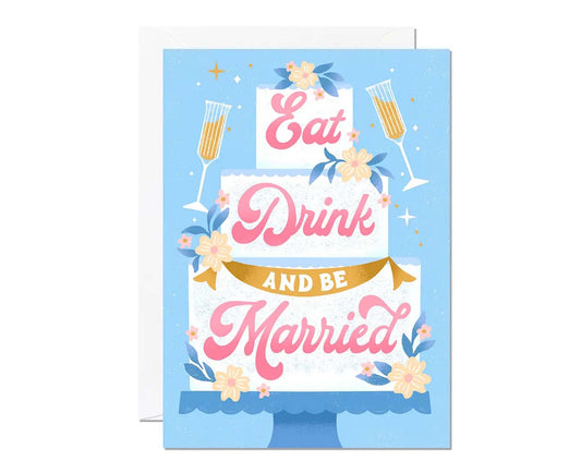 Eat Drink and Be Married Wedding Card