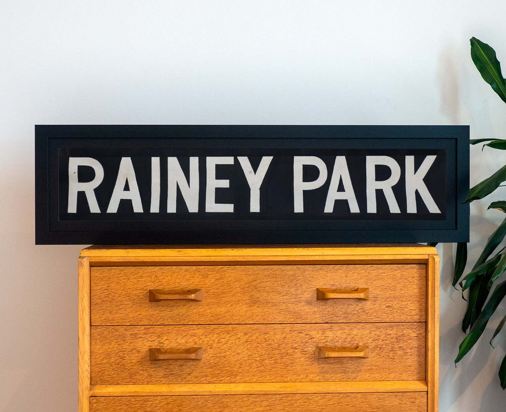 Rainey Park 1960s Framed Bus Blind