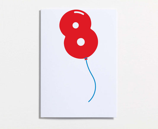 No.8 Balloon Eighth Birthday Card