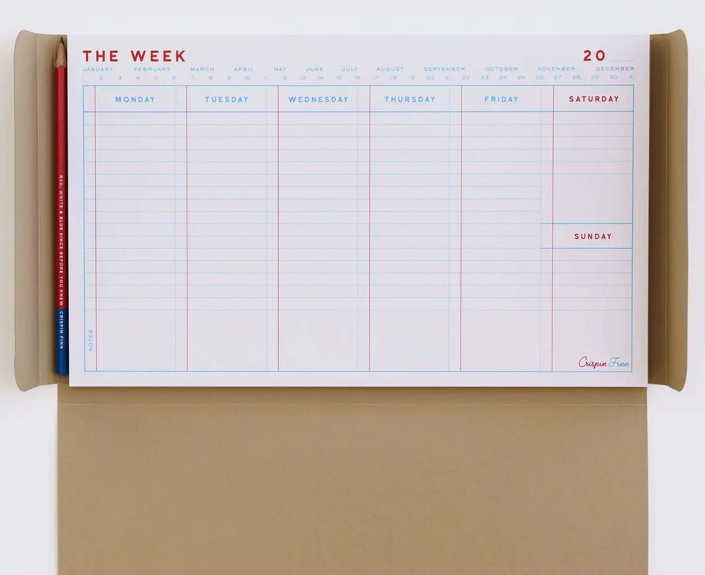 The Week Desk Pad with pencil