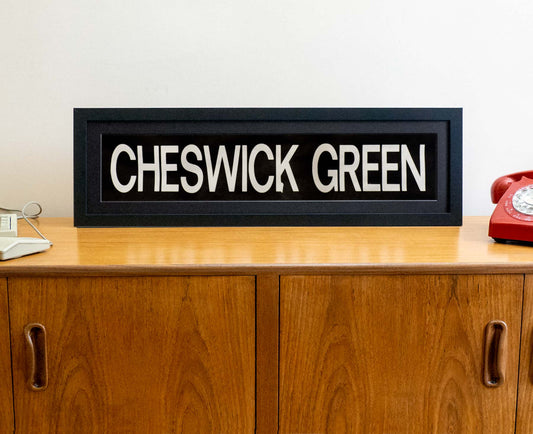 Cheswick Green 1990s framed original bus blind