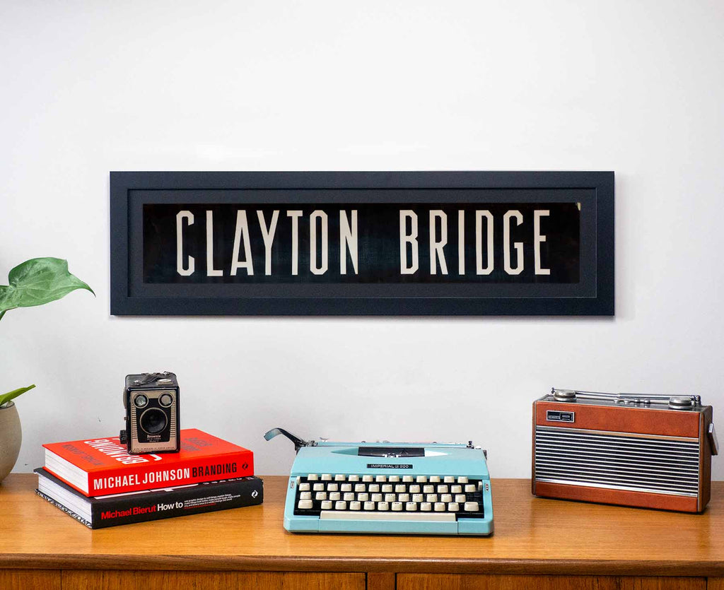 Clayton Bridge 1960s Framed Bus Blind