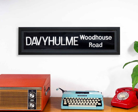 Davyhulme Woodhouse Road 1970s Framed Bus Blind