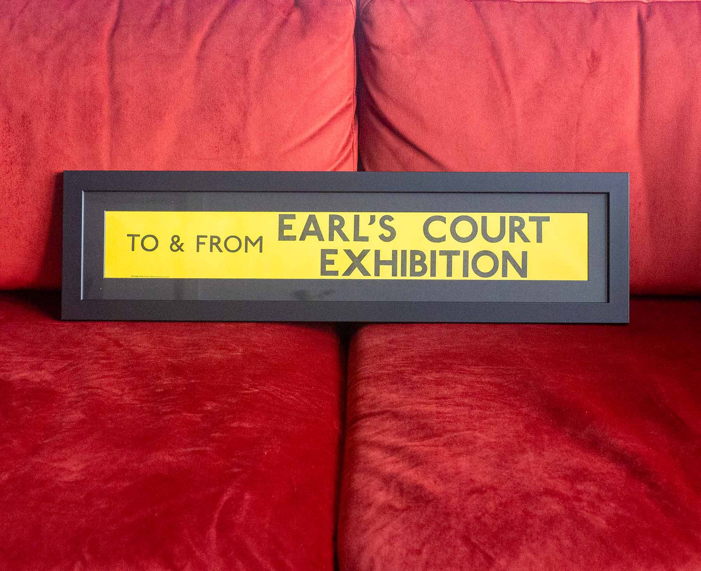 Earl's Court Exhibition Framed Yellow Mini London Bus Blind