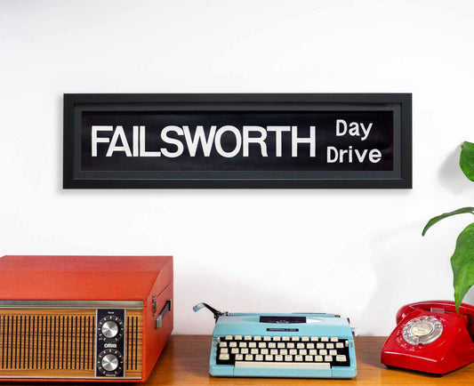 Failsworth Day Drive 1970s Framed Bus Blind