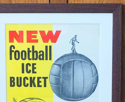 Football Ice Bucket Framed 1960s Vintage Ad